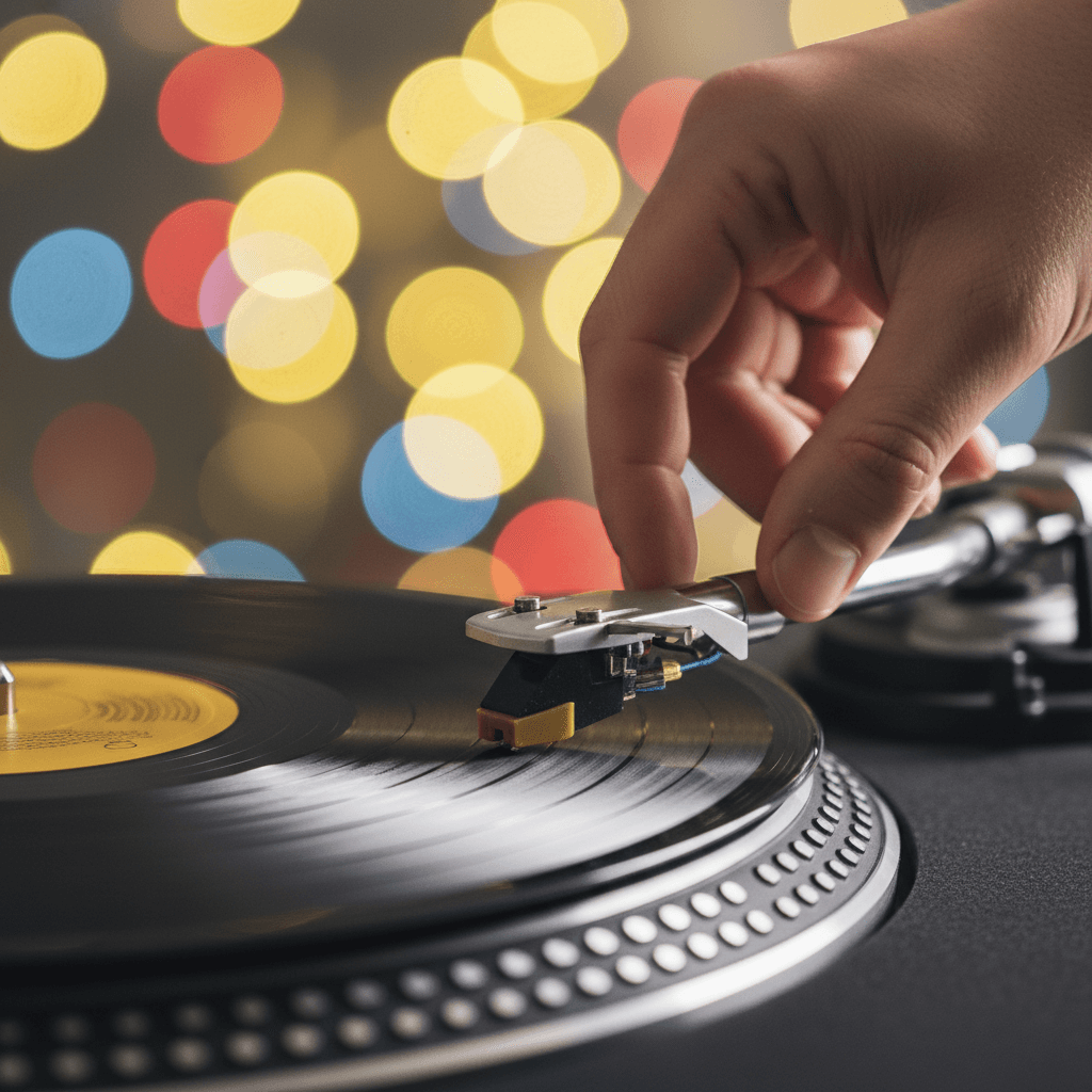 Vinyl record on turntable