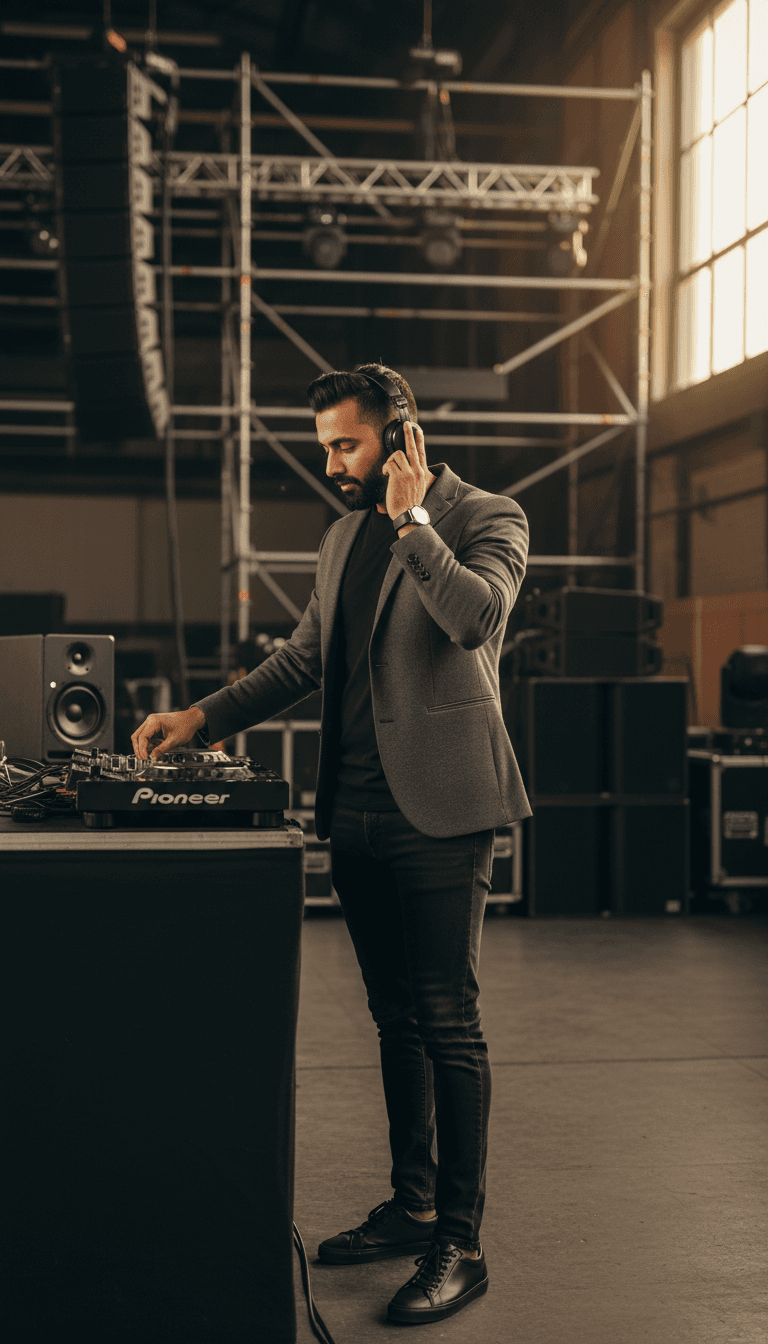 DJ setting up sound equipment before an event